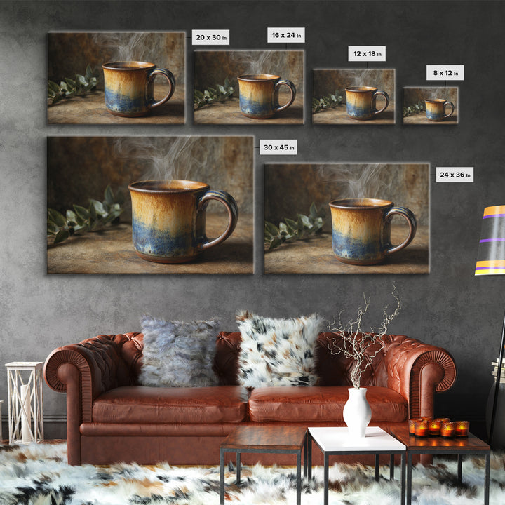 Espresso Cup with Rising Steam and Warm Canvas Print, Coffee Shop Art, Modern Decor, Cafe Decor, Fine Art, Cafe, Wall Decor, CSA-3x2-29