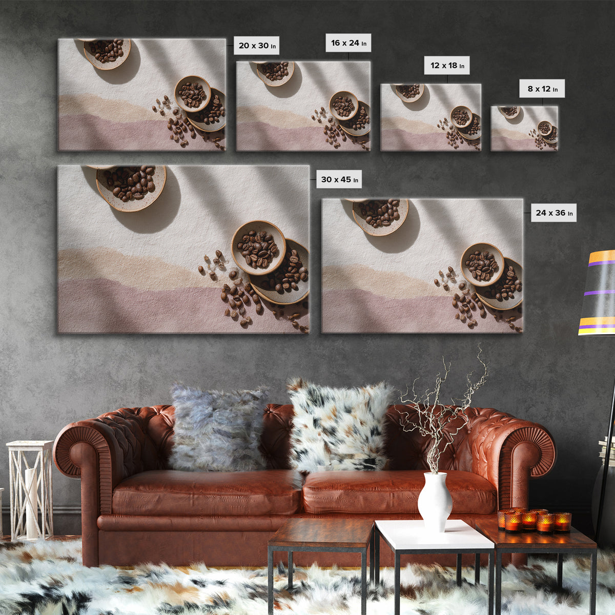 Roasted Beans Falling Through Dark Space Canvas Print, Coffee Shop Art, Gallery Decor, Cafe Decor, Fine Art, Cafe, Wall Art, CSA-3x2-48