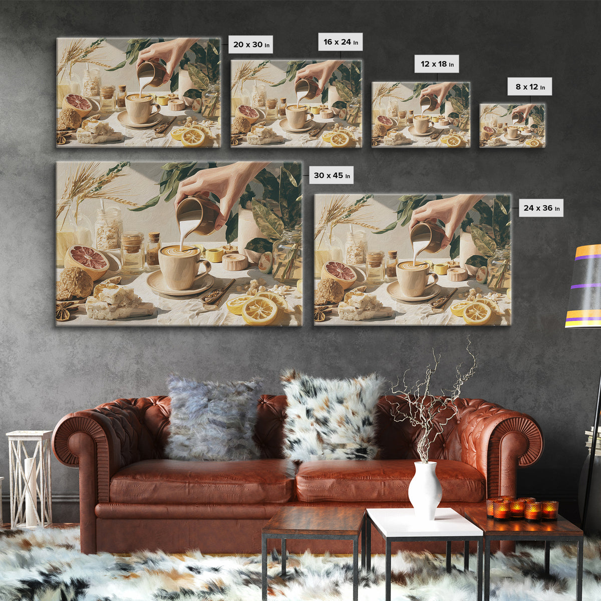 Barista Hands Pouring Milk into Espresso Canvas Print, Coffee Shop Art, Neutral Decor, Cafe Decor, Fine Art, Cafe, Home Decor, CSA-3x2-73