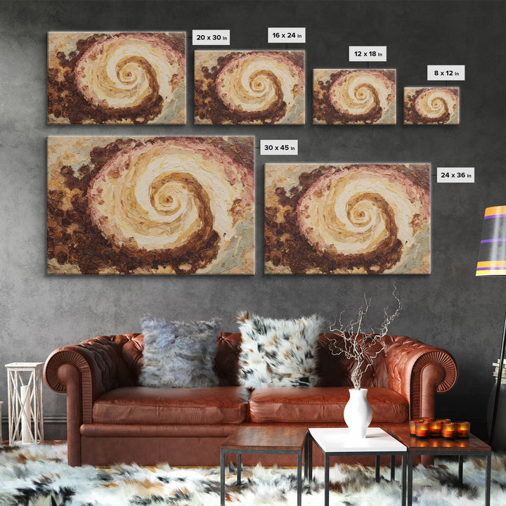 Abstract Brown and Cream Coffee Swirl Framed Canvas Print, Coffee Shop Art, Statement Artwork, Cafe Decor, Abstract Art, Cafe, CSA-3x2-85