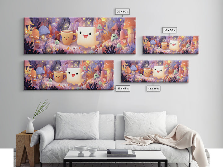 The Marshmallow Ghost, Whimsical Halloween Art, Extra Wide Wall Art, Canvas Print, Halloween Kids Decor, Whimsical Wall Art, Halloween Decor