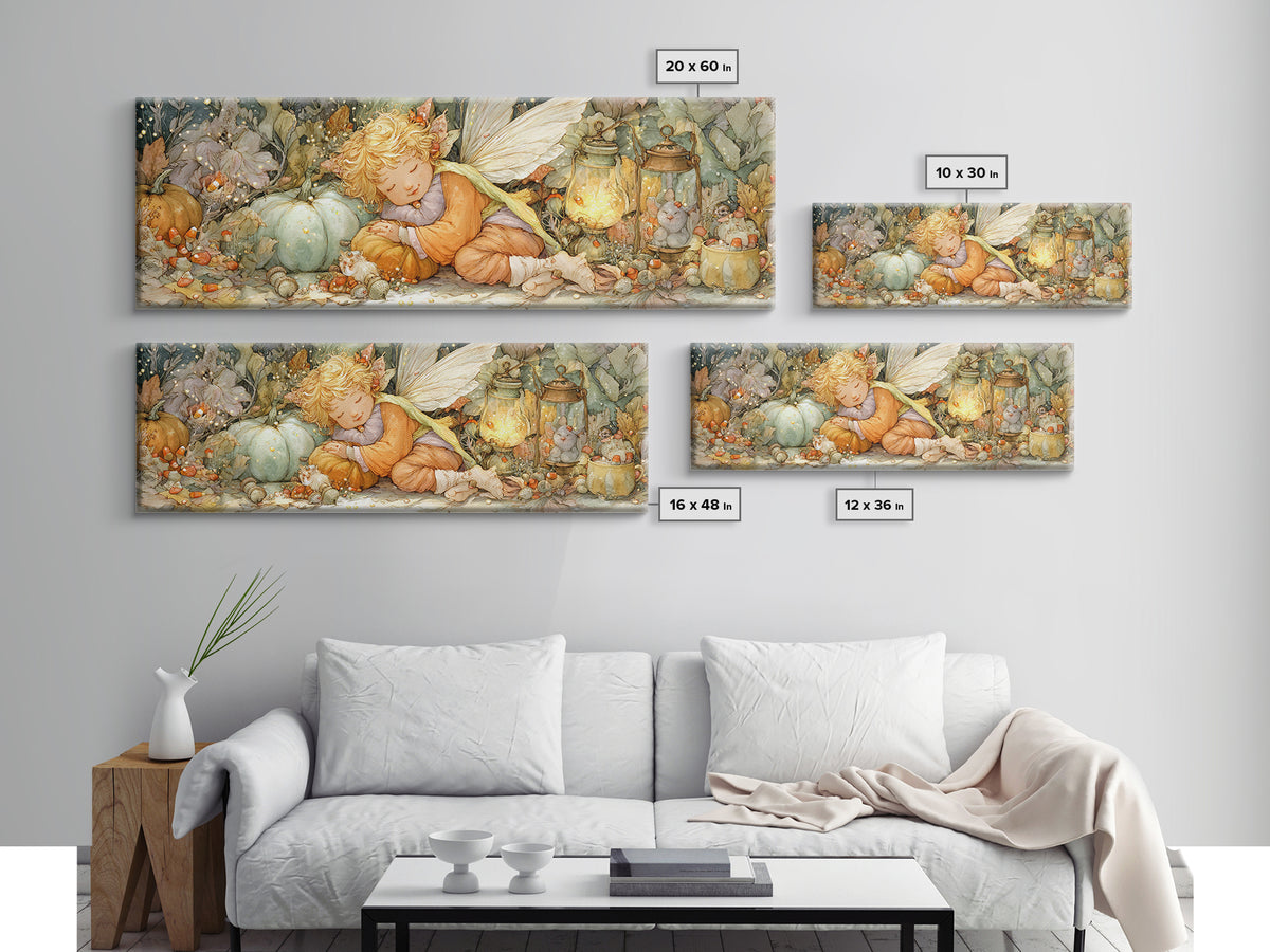The Candy Corn Fairy, Cute Spooky Wall Art, Extra Wide Wall Art, Canvas Print, Halloween Kids Decor, Whimsical Wall Art, Horror Wall Art