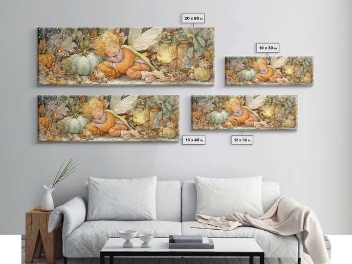 The Candy Corn Fairy, Cute Spooky Wall Art, Extra Wide Wall Art, Canvas Print, Halloween Kids Decor, Whimsical Wall Art, Horror Wall Art