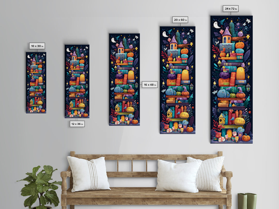 The Enchanted Costume Closet, Vector Halloween Art, Tall Narrow Wall Art, Framed Canvas Print, Cute Halloween Wall Art