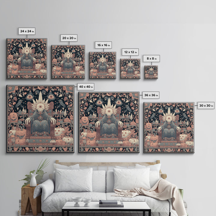 The Dreaming Priest Of The Outer Gate, Embroidered Halloween Art, Square Wall Art, Canvas Print, Cute Halloween Wall Art