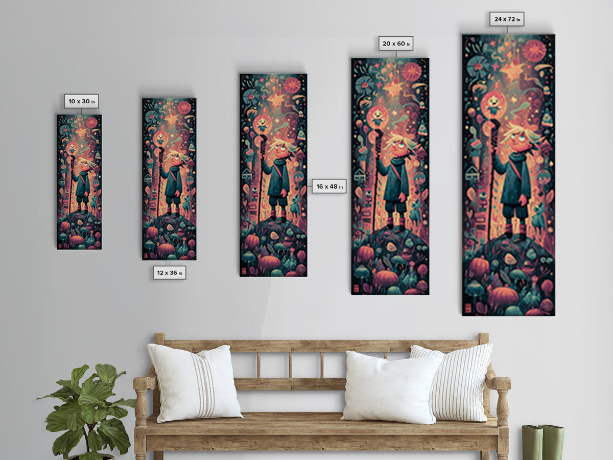 The Star-Seer Of Black Dunwich, Vaporwave Halloween Art, Tall Narrow Wall Art, Framed Canvas Print, Cute Halloween Wall Art