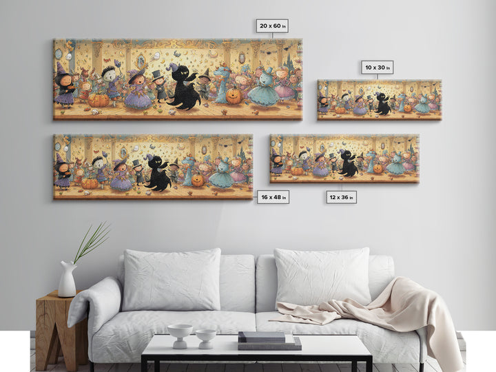 The Ballroom Of Silent Shoggoths, Embroidered Halloween Art, Extra Wide Wall Art, Canvas Print, Cute Halloween Wall Art