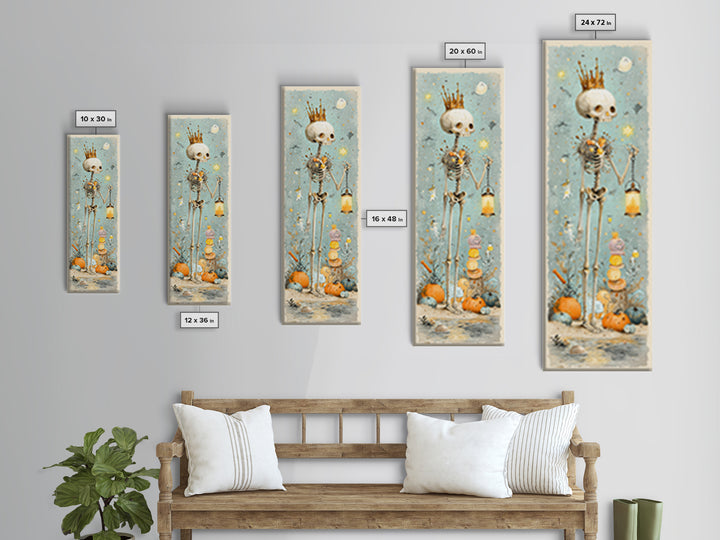 The Salt King Of The Black Shore, Watercolor Halloween Art, Tall Narrow Wall Art, Framed Canvas Print, Cute Halloween Wall Art