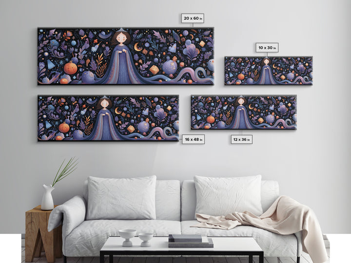The Seamstress Of Living Nebulae, Felt Halloween Art, Extra Wide Wall Art, Canvas Print, Cute Halloween Wall Art