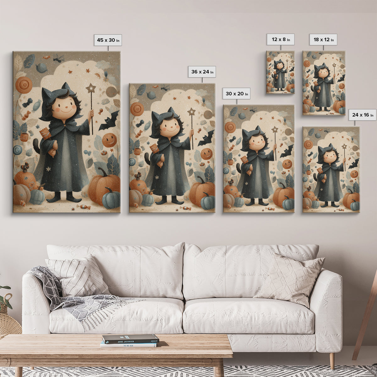 The Costume-Changing Wand, Pastel Halloween Art, Vertical Wall Art, Canvas Print, Cute Halloween Wall Art