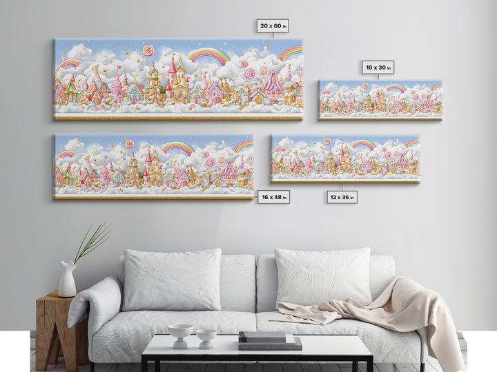The Upside-Down Candy Kingdom, Embroidered Halloween Art, Extra Wide Wall Art, Canvas Print, Cute Halloween Wall Art
