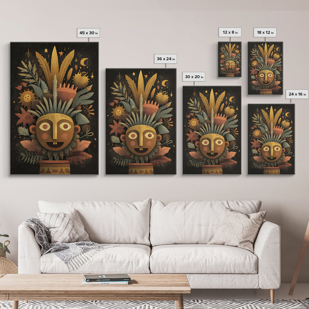 The Mask Of The Crawling God, Gouache Halloween Art, Vertical Wall Art, Canvas Print, Cute Halloween Wall Art