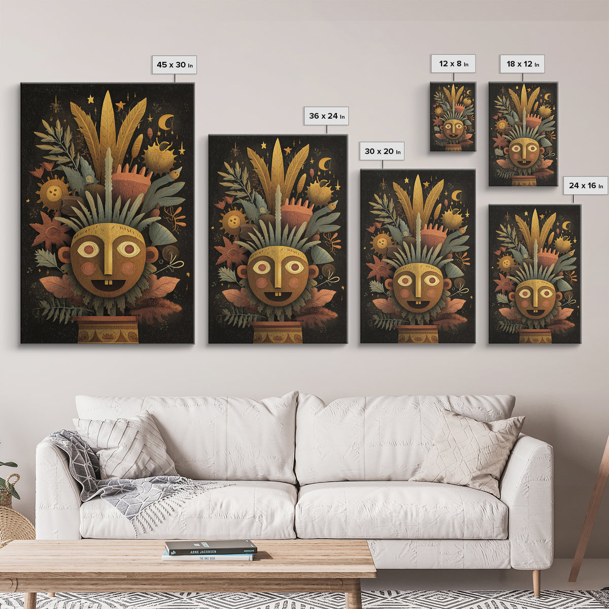 The Mask Of The Crawling God, Gouache Halloween Art, Vertical Wall Art, Canvas Print, Cute Halloween Wall Art