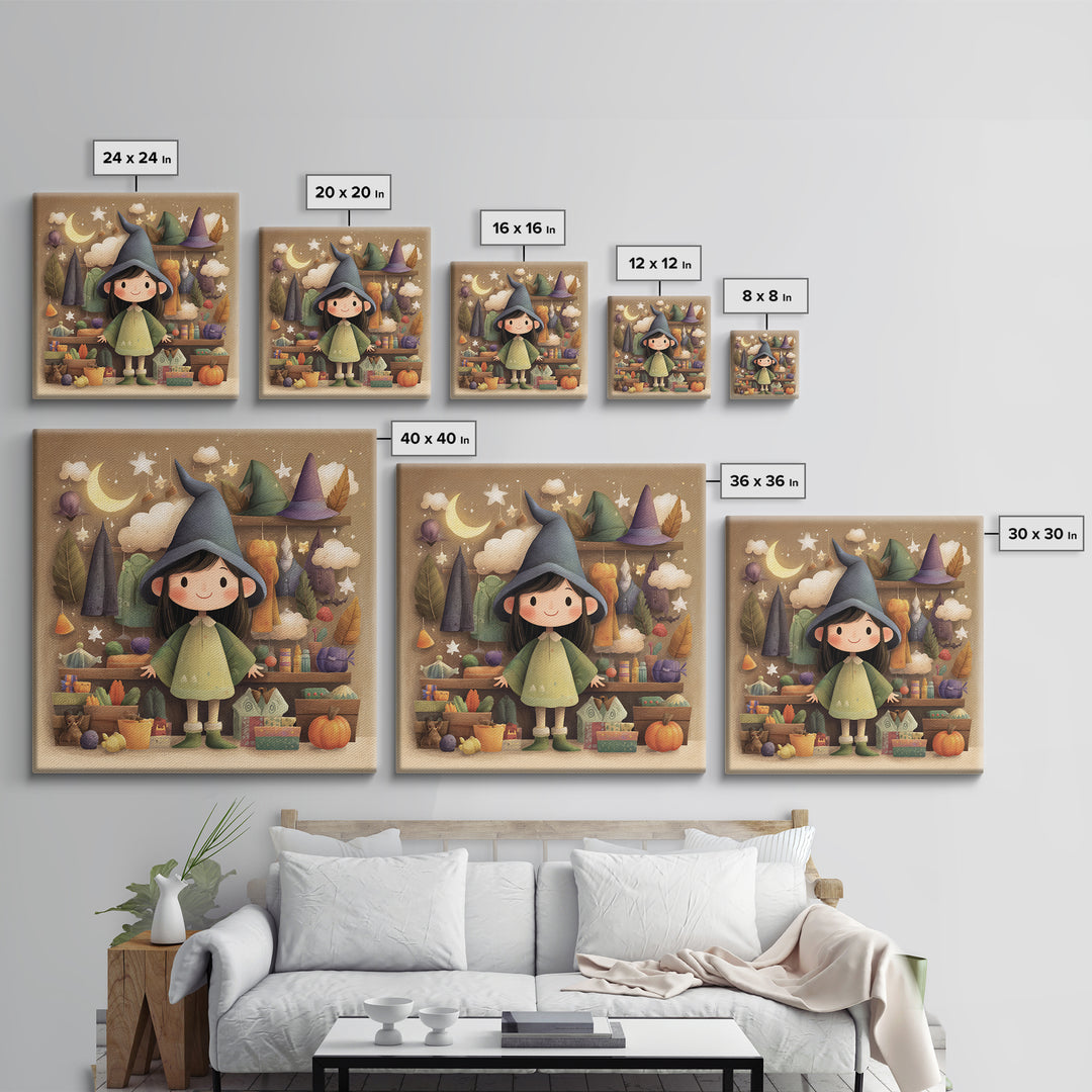 The Enchanted Costume Closet, Pastel Halloween Art, Square Wall Art, Canvas Print, Cute Halloween Wall Art