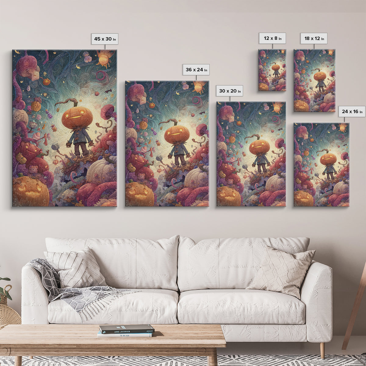 The Harvest Of The Eldritch Field, Plush Halloween Art, Vertical Wall Art, Canvas Print, Cute Halloween Wall Art