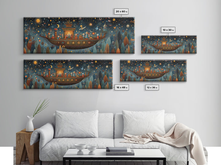 The Candelit Ark Of Forgotten Stars, Plush Halloween Art, Extra Wide Wall Art, Canvas Print, Cute Halloween Wall Art
