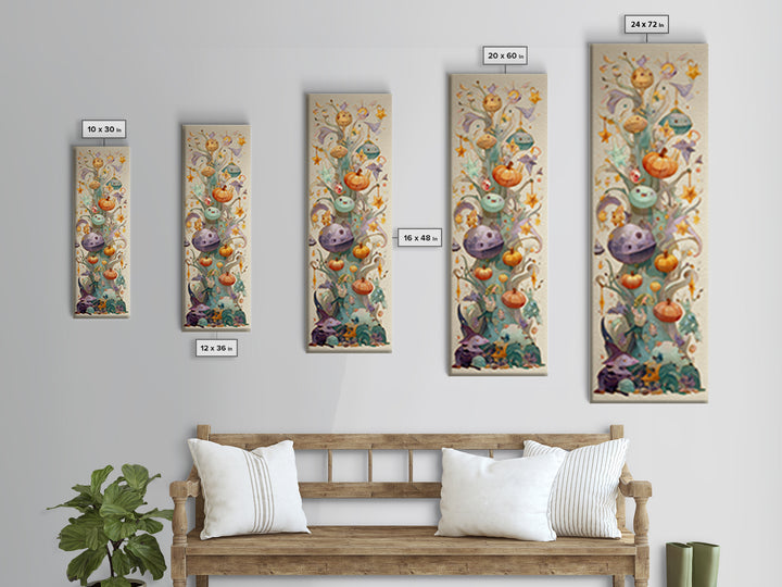The Children Of The Star Orchard, Watercolor Halloween Art, Tall Narrow Wall Art, Framed Canvas Print, Cute Halloween Wall Art
