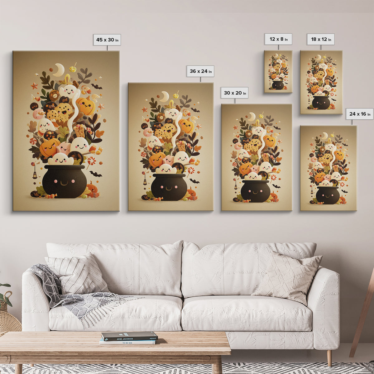 The Cookie Cauldron, Retro Halloween Art, Vertical Wall Art, Canvas Print, Cute Halloween Wall Art, Whimsical Nursery Decor