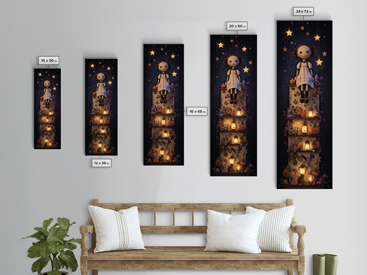 The Doll From Beyond The Void, Clay Halloween Art, Tall Narrow Wall Art, Framed Canvas Print, Cute Halloween Wall Art