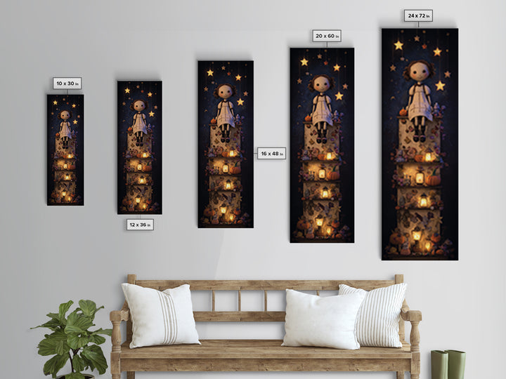 The Doll From Beyond The Void, Clay Halloween Art, Tall Narrow Wall Art, Framed Canvas Print, Cute Halloween Wall Art