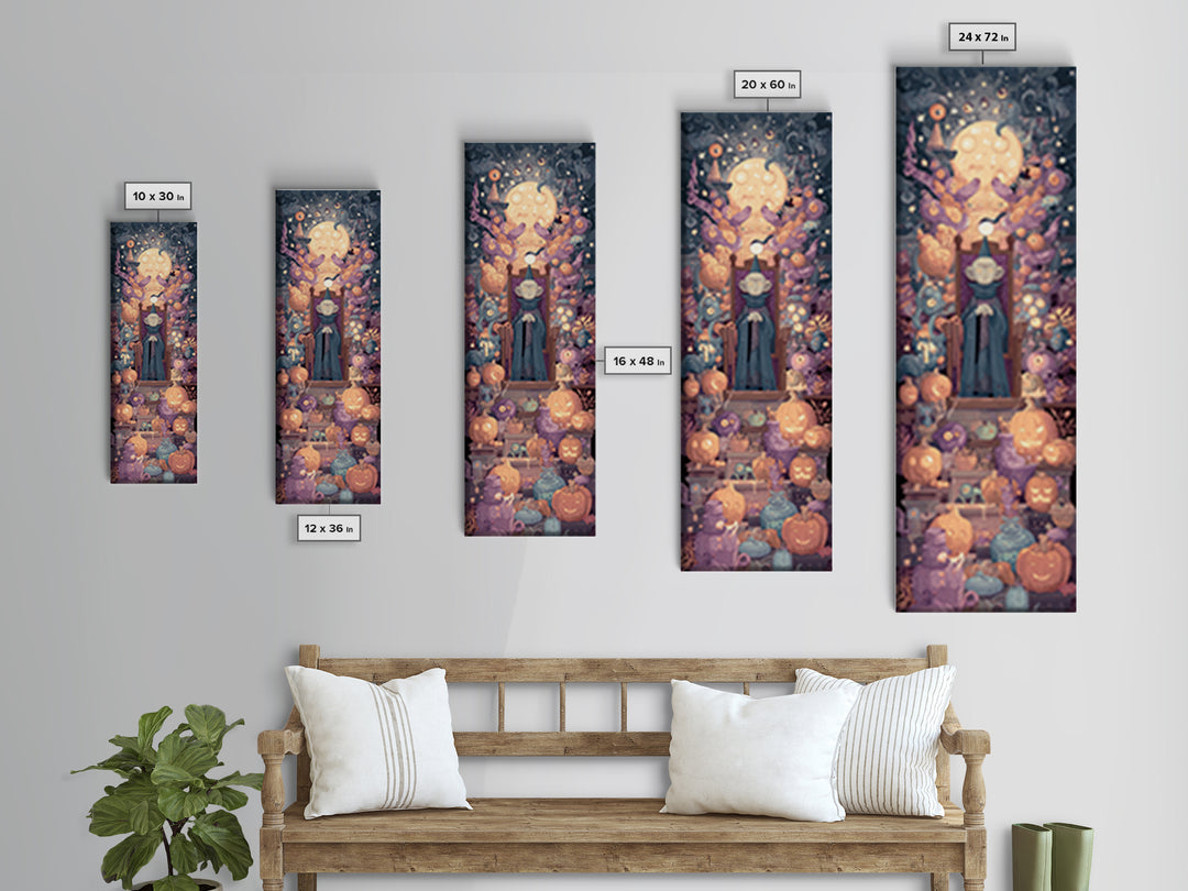 The Dreaming Priest Of The Outer Gate, Vector Halloween Art, Tall Narrow Wall Art, Framed Canvas Print, Cute Halloween Wall Art
