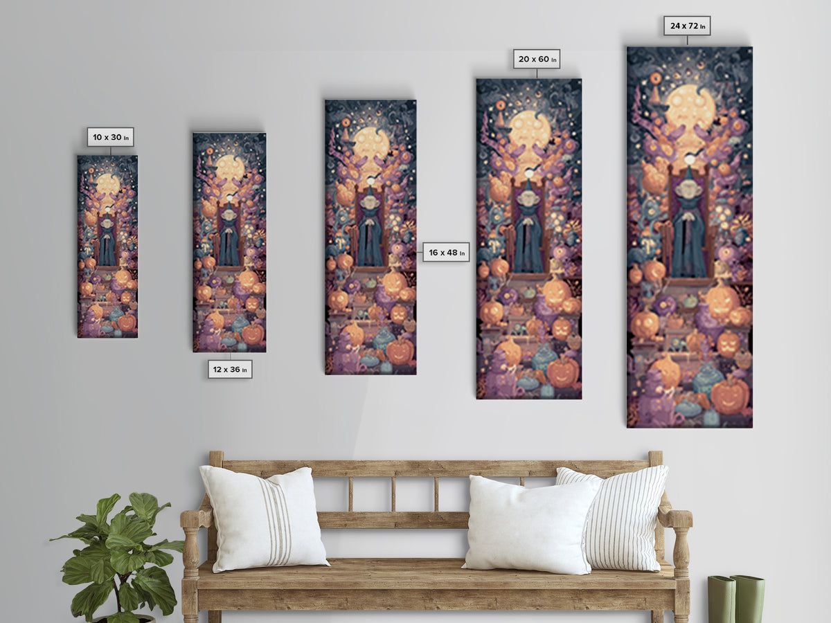 The Dreaming Priest Of The Outer Gate, Vector Halloween Art, Tall Narrow Wall Art, Framed Canvas Print, Cute Halloween Wall Art