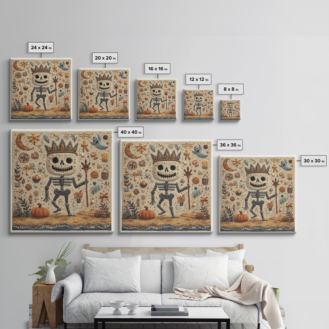 The Salt King Of The Black Shore, Felt Halloween Art, Square Wall Art, Canvas Print, Cute Halloween Wall Art