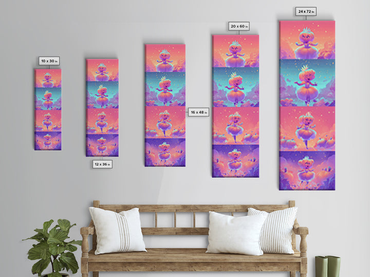 The Pumpkin Princess, Retro Neon Halloween Art, Tall Narrow Wall Art, Canvas Print, Retro Halloween Decor, Neon Wall Art