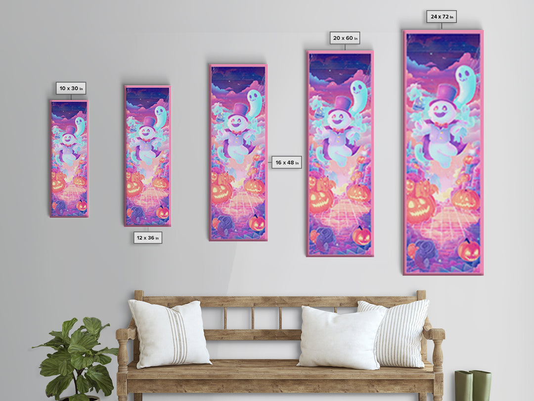 The Star-Cape Magician, Synthwave Halloween Art, Tall Narrow Wall Art, Canvas Print, Retro Halloween Decor, Neon Wall Art, Gothic Home Decor