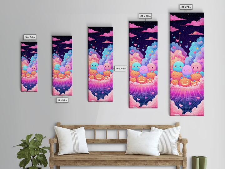 The Halloween Friendship Spell, 80s Halloween Wall Art, Tall Narrow Wall Art, Framed Canvas Print, Retro Halloween Decor, Neon Wall Art