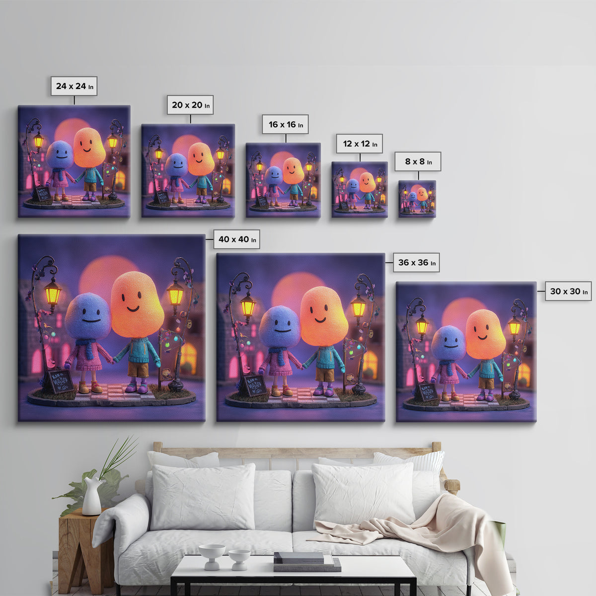 The Ghost Balloon Friend, 80s Halloween Wall Art, Square Wall Art, Canvas Print, Retro Halloween Decor, Neon Wall Art, Statement Wall Art