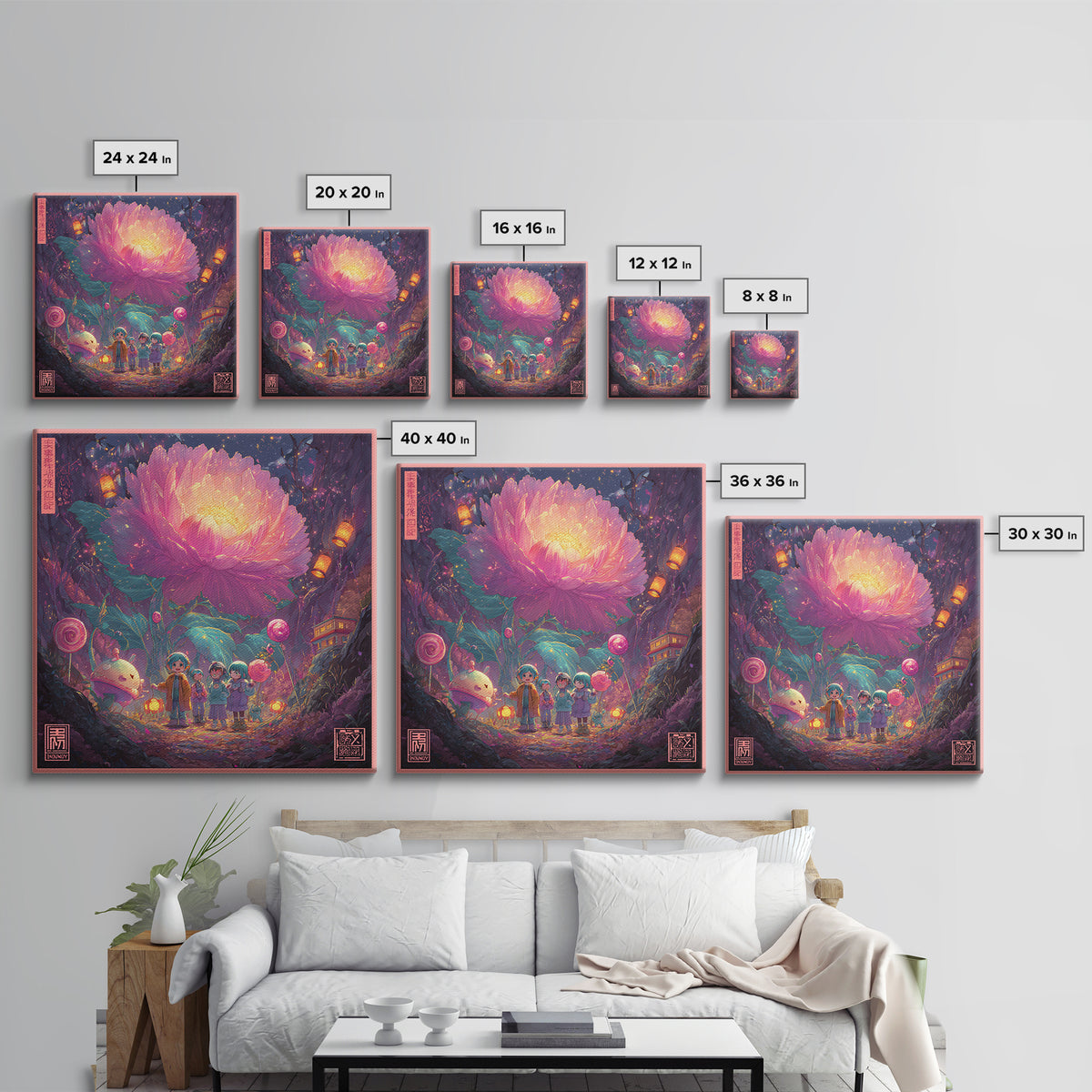 The Monster Flower Shop, Synthwave Halloween Art, Square Wall Art, Canvas Print, Retro Halloween Decor, Neon Wall Art, Halloween Wall Art