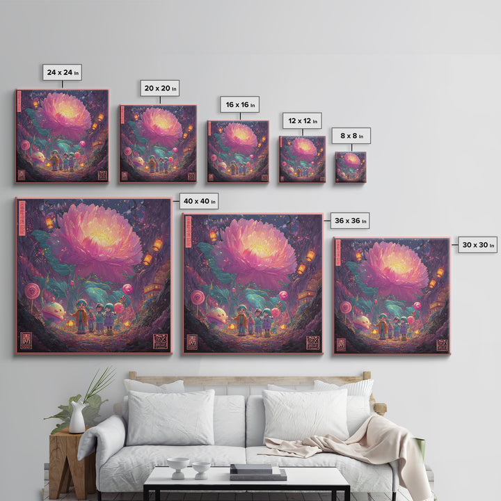 The Monster Flower Shop, Synthwave Halloween Art, Square Wall Art, Canvas Print, Retro Halloween Decor, Neon Wall Art, Halloween Wall Art