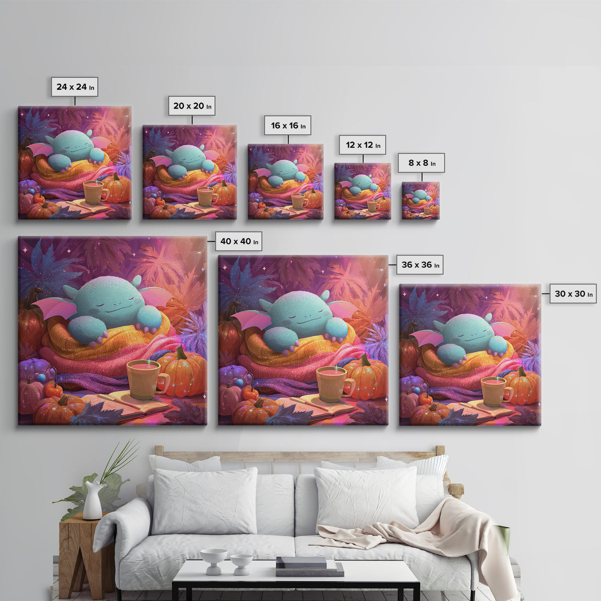 The Monster Hide-And-Seek Game, Synthwave Halloween Art, Square Wall Art, Framed Canvas Print, Retro Halloween Decor, Neon Wall Art