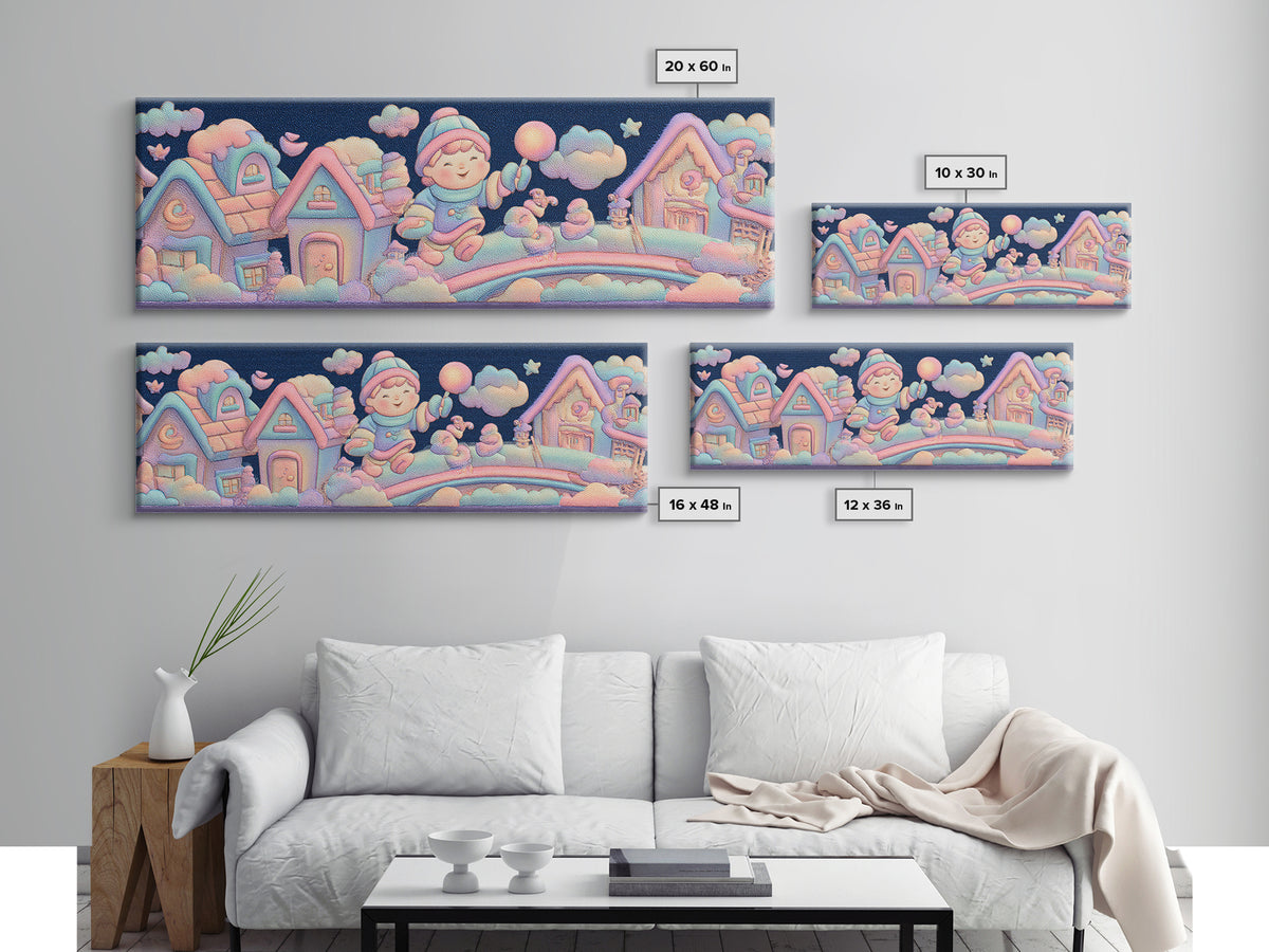 The Upside-Down Candy Kingdom, 80s Halloween Wall Art, Extra Wide Wall Art, Framed Canvas Print, Retro Halloween Decor, Neon Wall Art