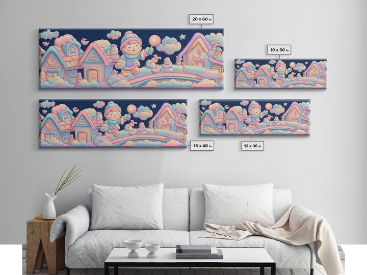The Upside-Down Candy Kingdom, 80s Halloween Wall Art, Extra Wide Wall Art, Framed Canvas Print, Retro Halloween Decor, Neon Wall Art