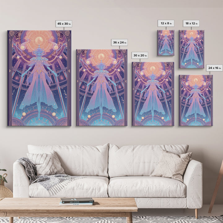 The Dreaming Priest Of The Outer Gate, 80s Halloween Wall Art, Vertical Wall Art, Canvas Print, Retro Halloween Decor, Neon Wall Art