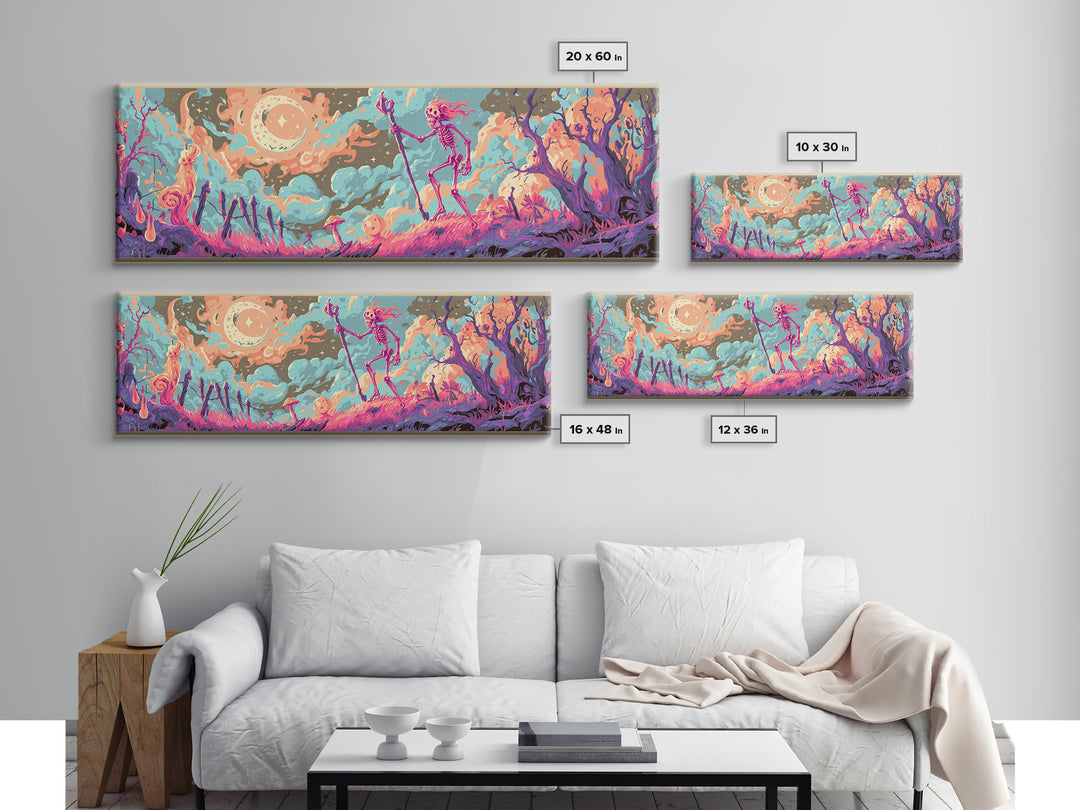 The Star-Seer Of Black Dunwich, Cosmic Synthwave Horror, Extra Wide Wall Art, Canvas Print, Retro Halloween Decor, Neon Wall Art