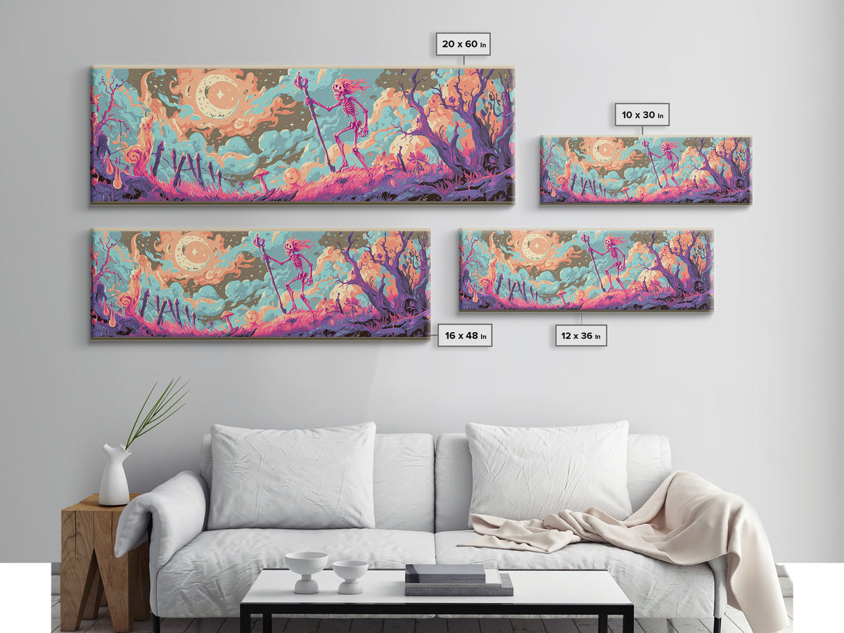 The Star-Seer Of Black Dunwich, Cosmic Synthwave Horror, Extra Wide Wall Art, Canvas Print, Retro Halloween Decor, Neon Wall Art