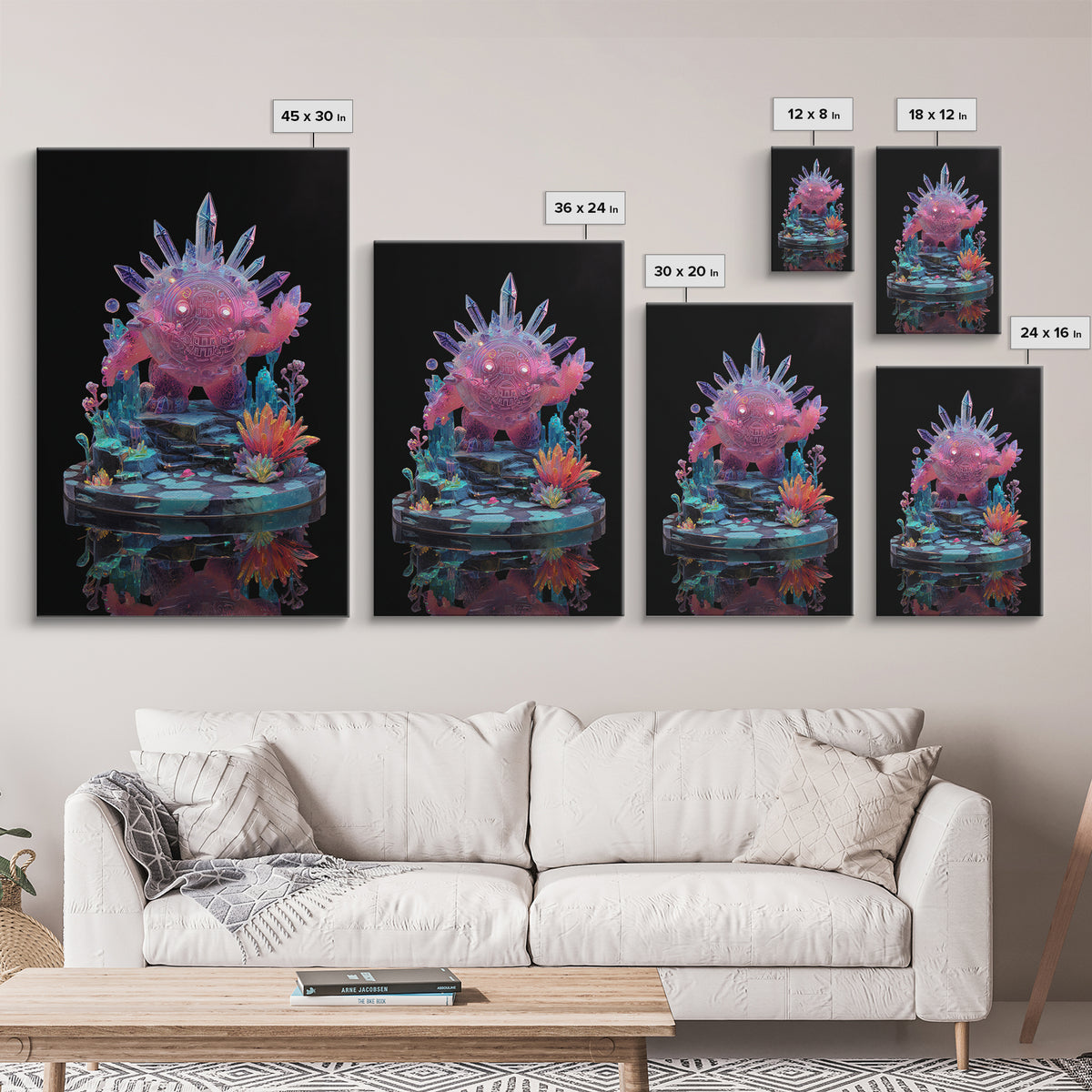 The Keeper Of The Black Reef Key, 80s Halloween Wall Art, Vertical Wall Art, Canvas Print, Retro Halloween Decor, Neon Wall Art