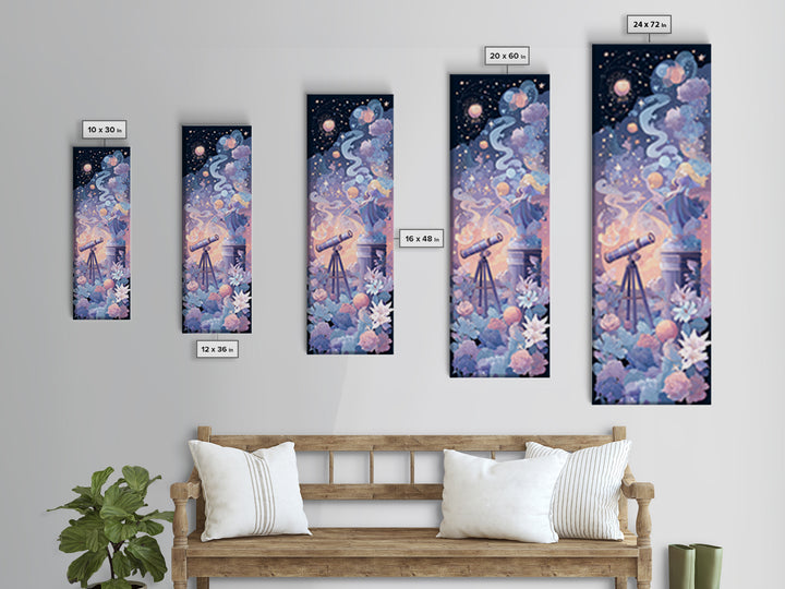 The Widow Of The Whispering Comet, Synthwave Halloween Art, Tall Narrow Wall Art, Canvas Print, Retro Halloween Decor, Neon Wall Art