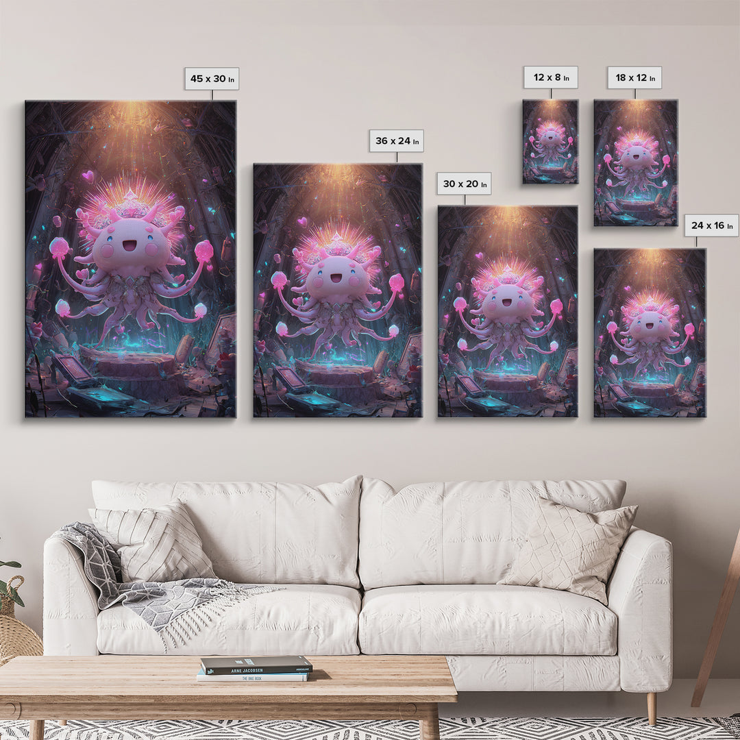 The Crown Of The Tentacled Saint, Synthwave Halloween Art, Vertical Wall Art, Canvas Print, Retro Halloween Decor, Neon Wall Art