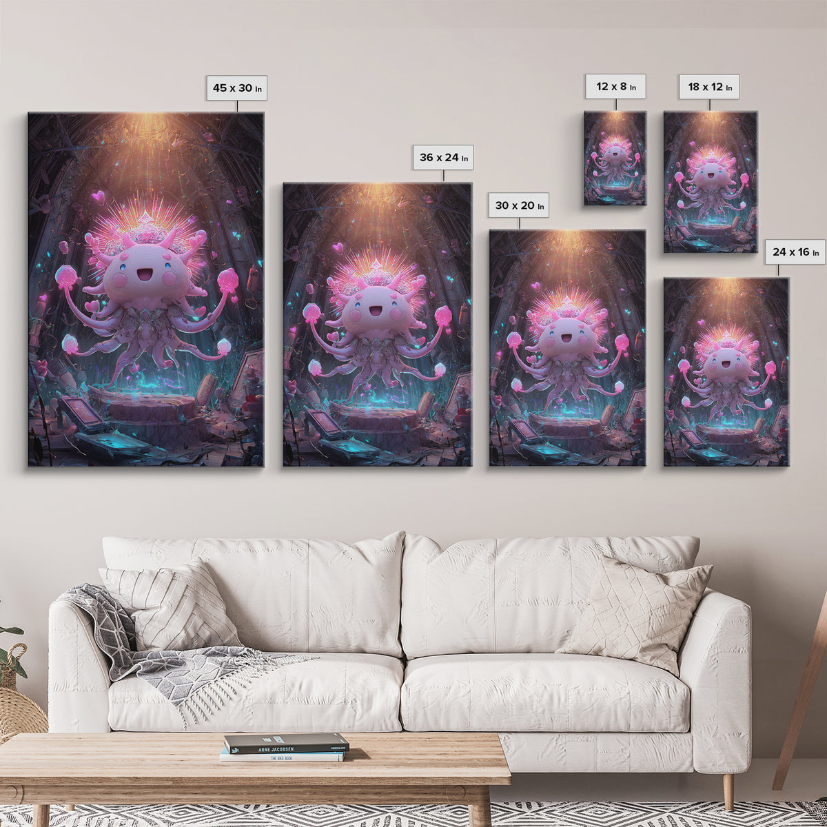The Crown Of The Tentacled Saint, Synthwave Halloween Art, Vertical Wall Art, Canvas Print, Retro Halloween Decor, Neon Wall Art