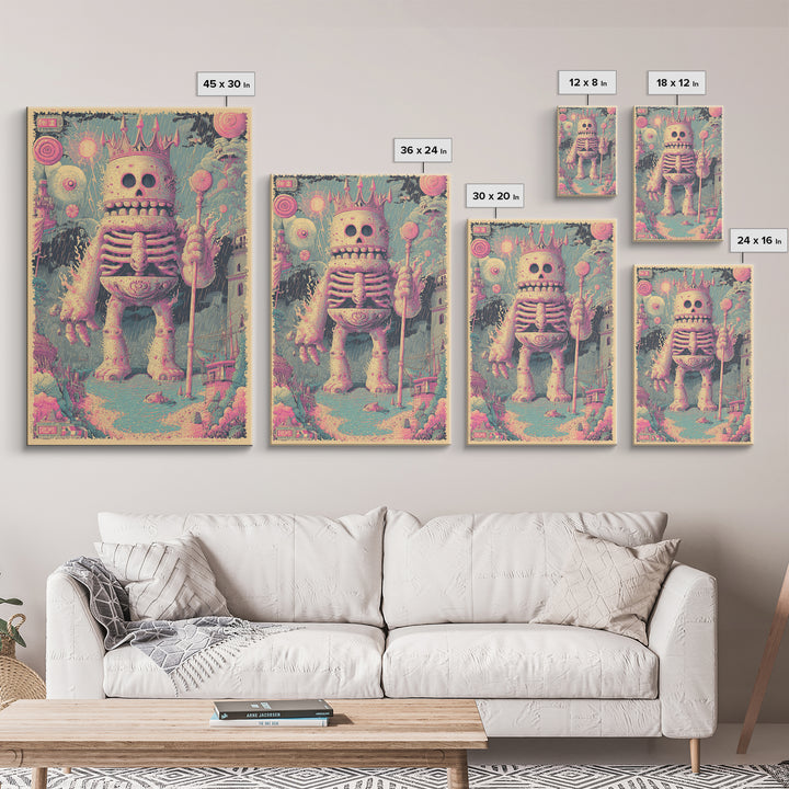 The Salt King Of The Black Shore, Cosmic Synthwave Horror, Vertical Wall Art, Canvas Print, Retro Halloween Decor, Neon Wall Art