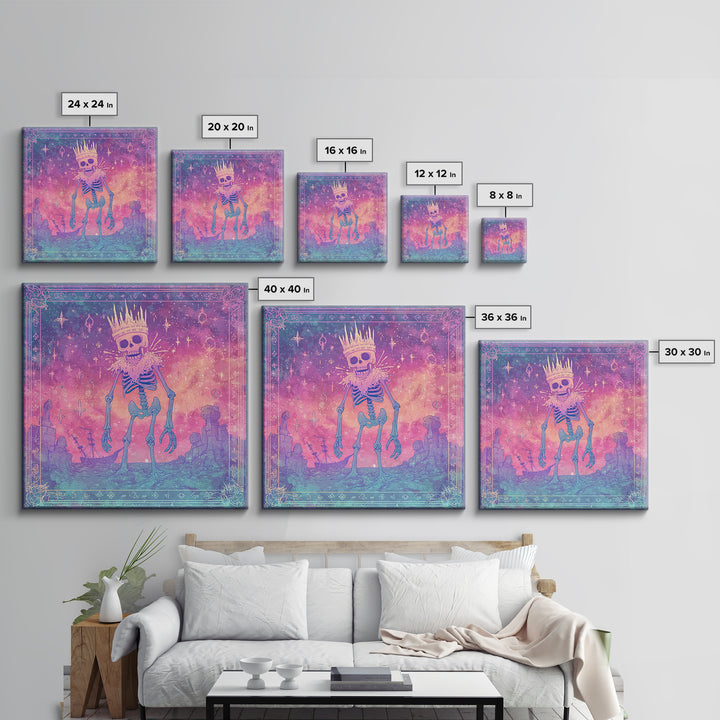The Salt King Of The Black Shore, Cute Spooky Neon Art, Square Wall Art, Canvas Print, Retro Halloween Decor, Neon Wall Art