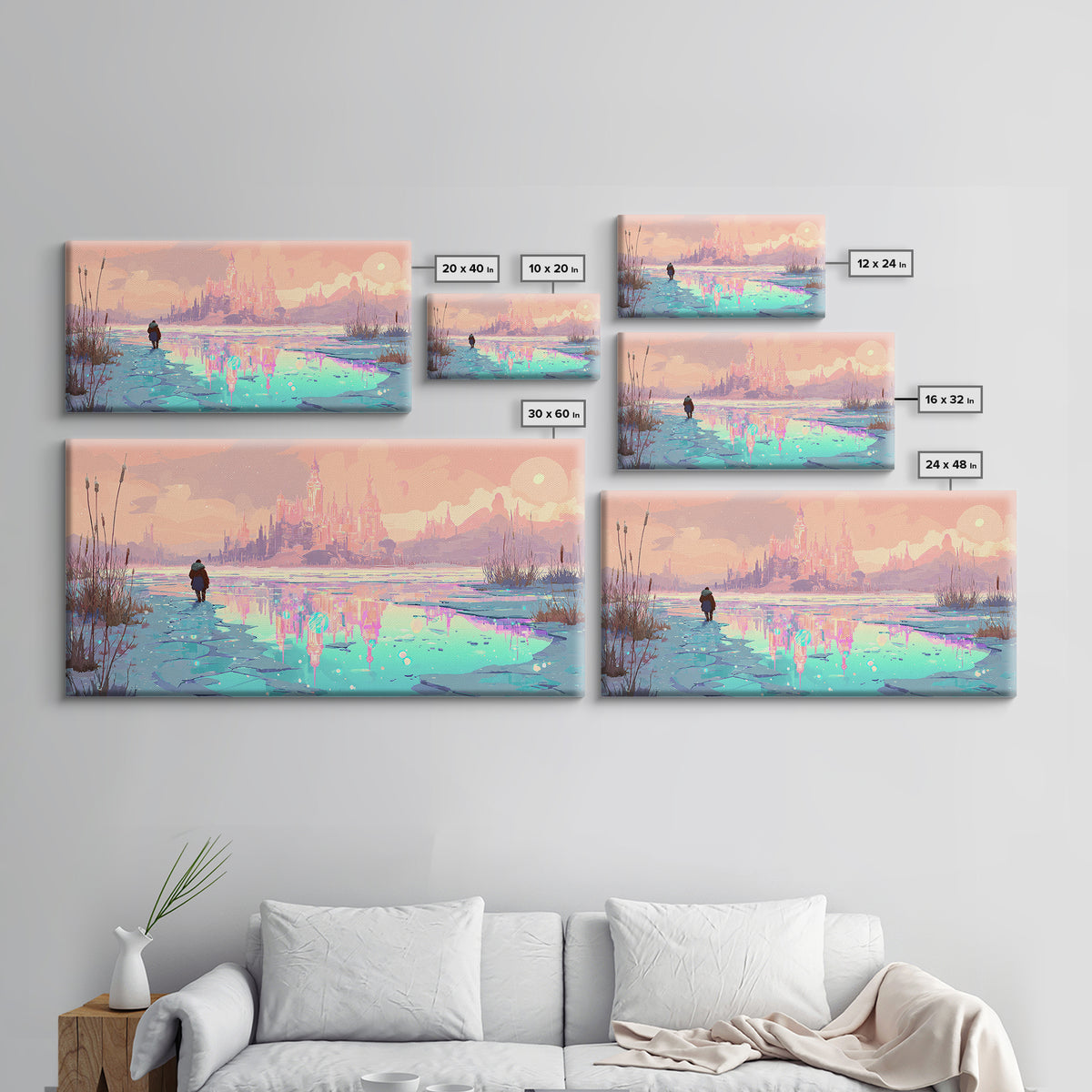 The Frost Beyond Carcosa, 80s Halloween Wall Art, Wide Panoramic Art, Canvas Print, Retro Halloween Decor, Neon Wall Art, Horror Wall Art