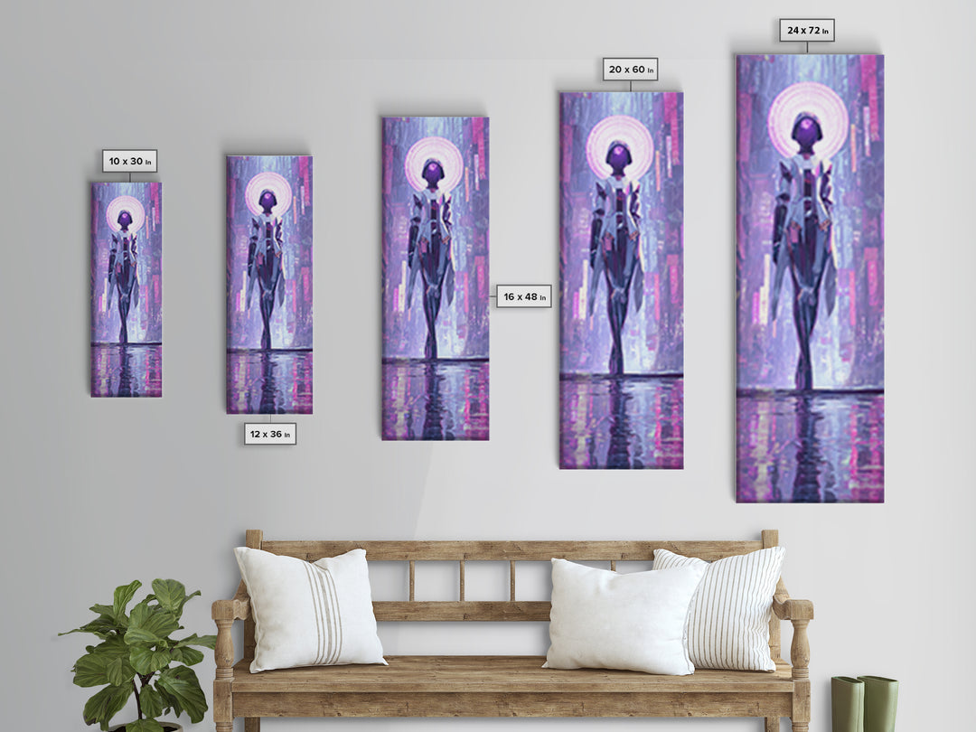 Masked Hacker Figure Canvas Print, Cyberpunk Art, Neutral Decor, Living Room Decor, Fine Art, Neon, Home Decor, Poster, CYB-1x3-18