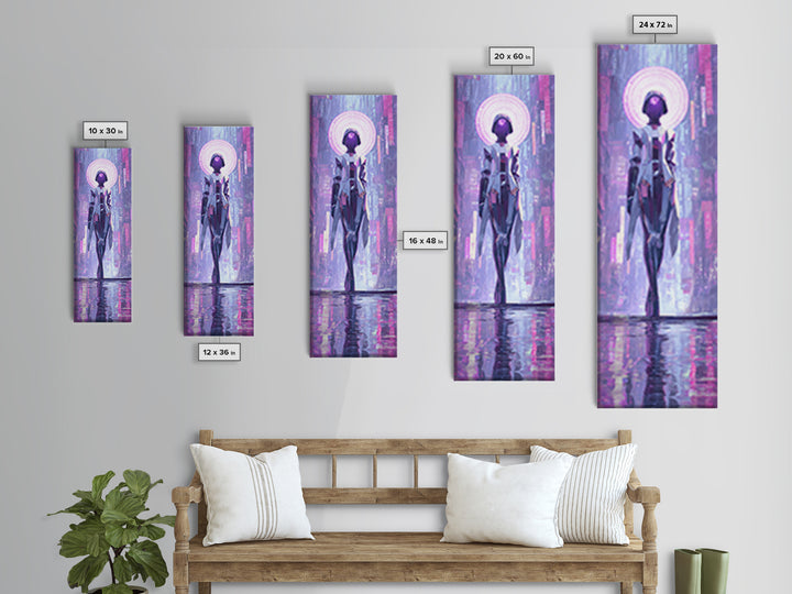 Masked Hacker Figure Canvas Print, Cyberpunk Art, Neutral Decor, Living Room Decor, Fine Art, Neon, Home Decor, Poster, CYB-1x3-18