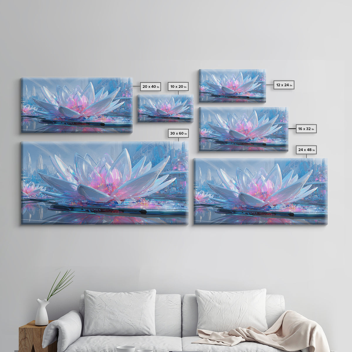 Electric Lotus Flower Canvas Print, Cyberpunk Art, Movie Posters, Living Room Decor, Fine Art, Neon, Cyberpunk Jacket, CYB-2x1-61