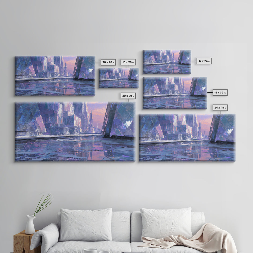 Ai Mask Portrait Framed Canvas Print, Cyberpunk Art, Modern Wall Art, Living Room Decor, Oil Painting, Neon, Minimalist Poster, CYB-2x1-92